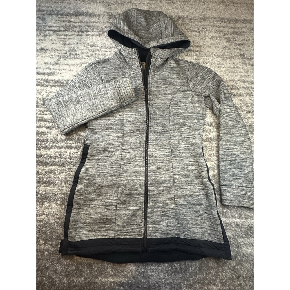 Lululemon Jacket Women 4 Pick Your Path Heathered Space Dyed Black Slub Hood - Picture 2 of 10